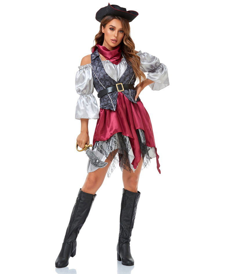 Halloween Pirate Cosplay Costume Adult Captain Cosplay Fancy Dress Party Outfit